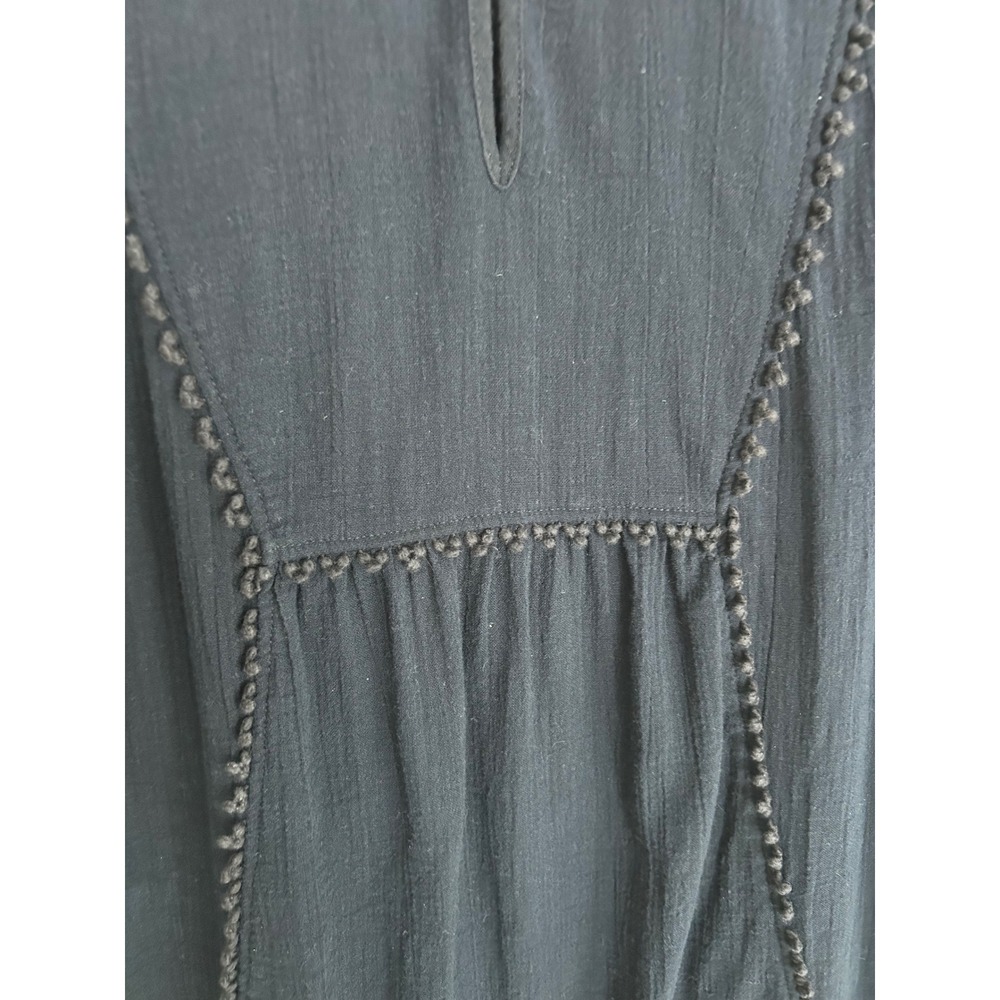 J.Crew Navy Blue Cotton Gauze Pom Pom Trim Keyhole Top XXS A2120 - Picture 3 of 10